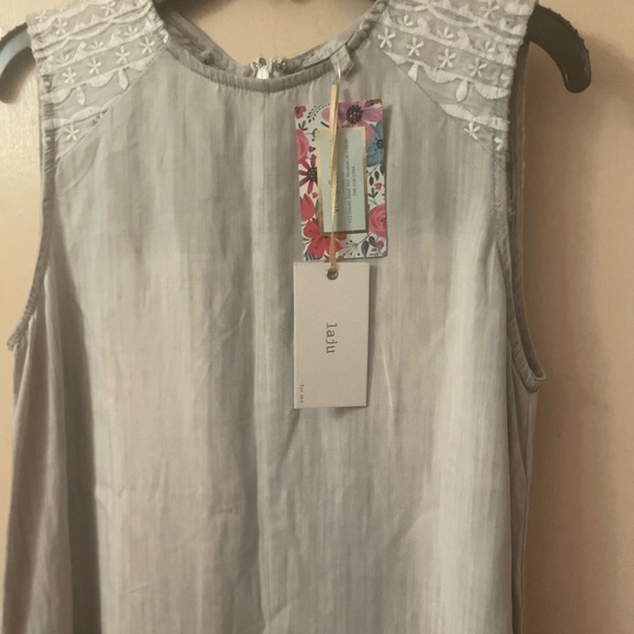 Laju Los Angeles Sz 6 xsmall gray sleeveless dress midi ruffle hem Ptp 17 “ 35 L - Picture 3 of 9